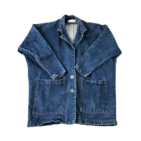 Vintage Other - Learsi Denim Blue Jean Blazer Mens M L Vintage Chest 59" Retro Boho Jacket Coat
